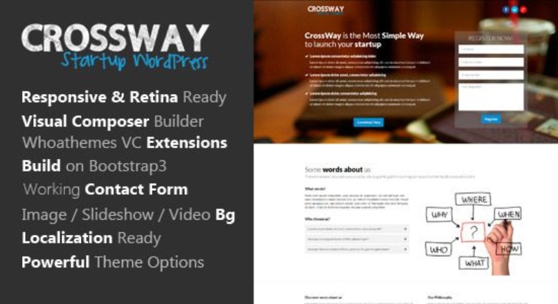 CrossWay v1.1 – Startup Landing Page Bootstrap WP Theme