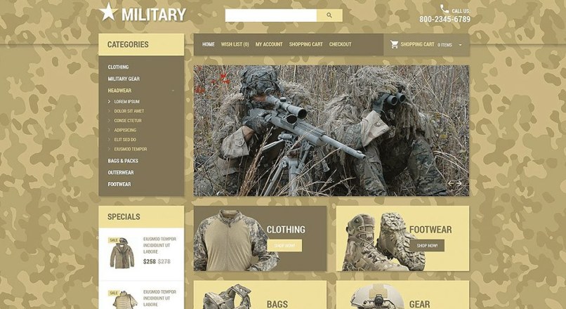 OpenCart шаблон военной тематики №54712