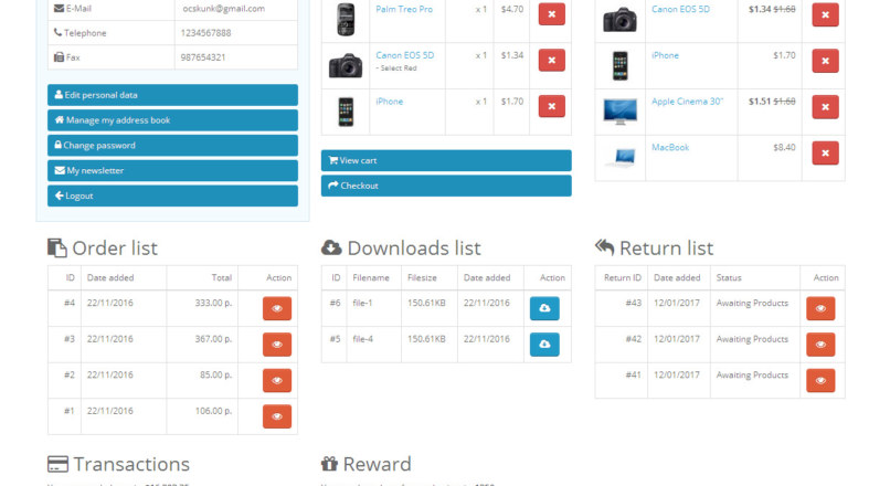 Simple Account Page Простой личный кабинет 2.x 1.12