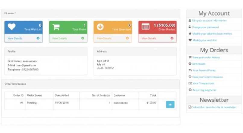 Account Dashboard Page Pro 1.0.0.2