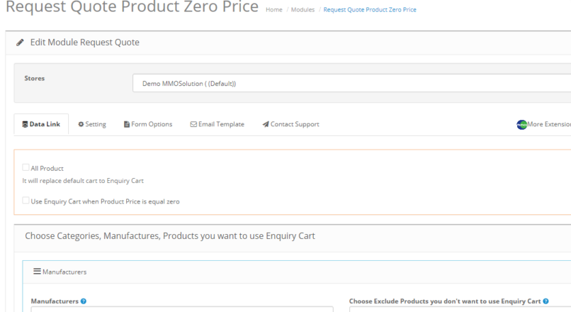 Request Quote when product Zero Price