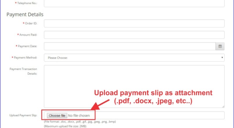 MX1 Payment Confirmation Form