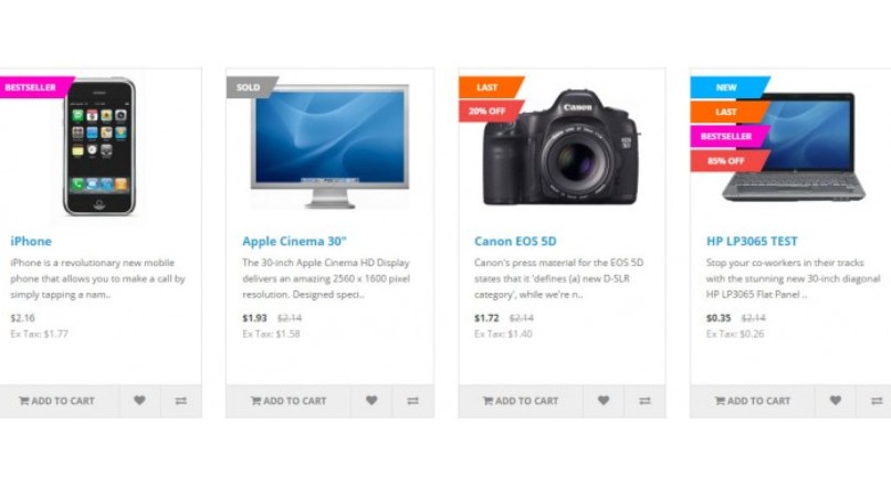 Opencart2 Auto Labels (Sale, Bestseller, Last, Sold and NEW)