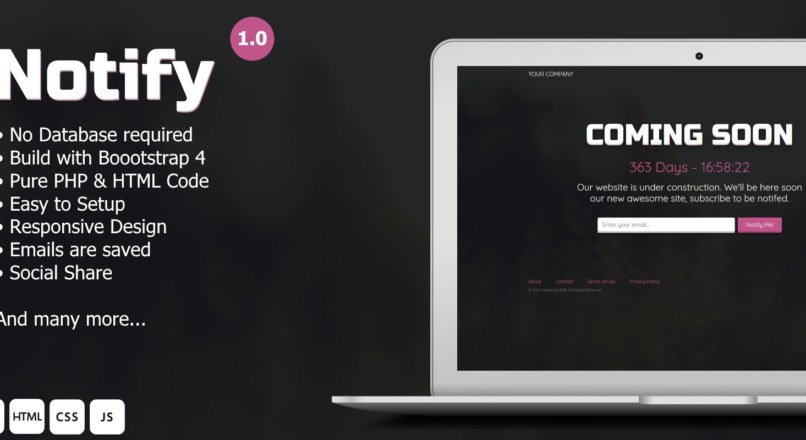 Notify — Website Landing Webpage PHP