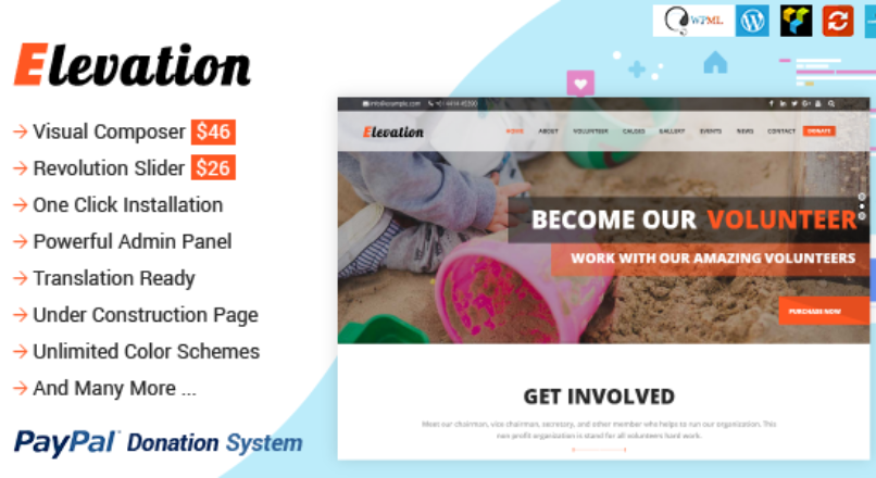 ELEVATION — Charity/Nonprofit/Fundraising WP Theme