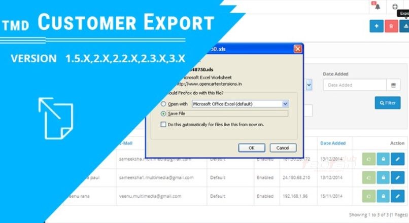 TMD Customer export Module