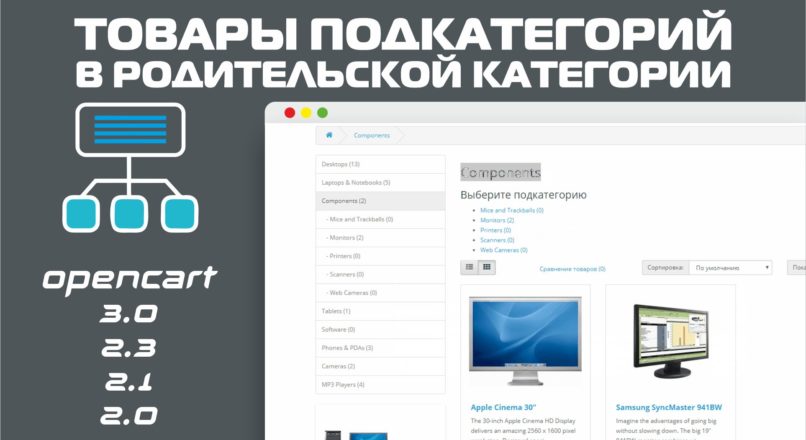 Товары подкатегорий в родительской категории Opencart
