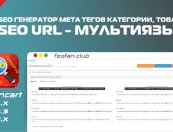 SEO Генератор мета тегов категории, товары SEO URL Мультиязык 1.1