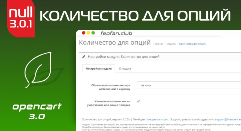 Количество для опций 3.0.1