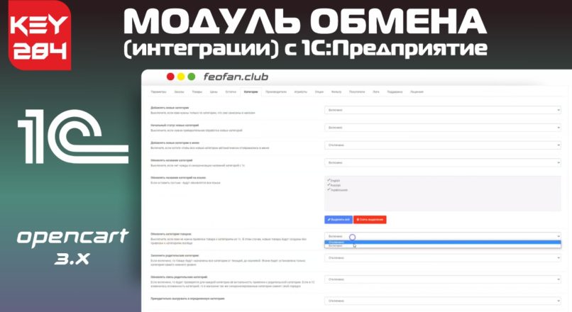 Модуль обмена/интеграции с 1С и Мой Склад v284 для OpenCart 3.0 KEY