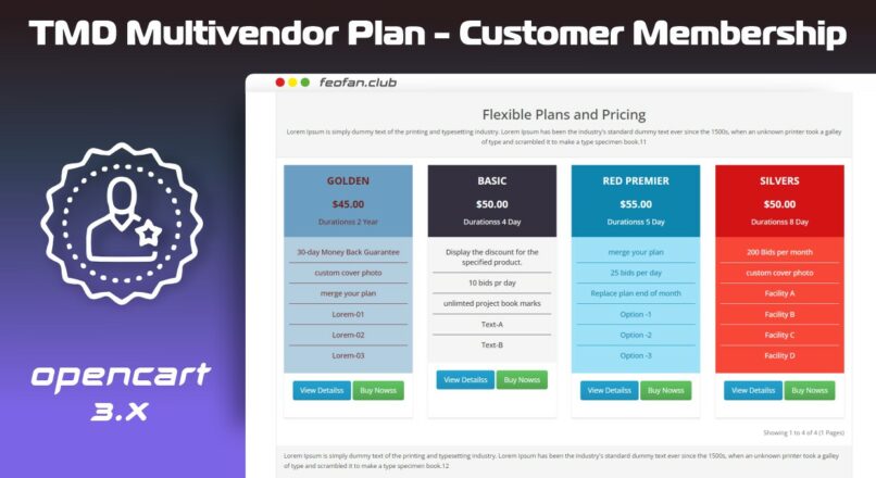TMD Multivendor Plan — Customer Membership