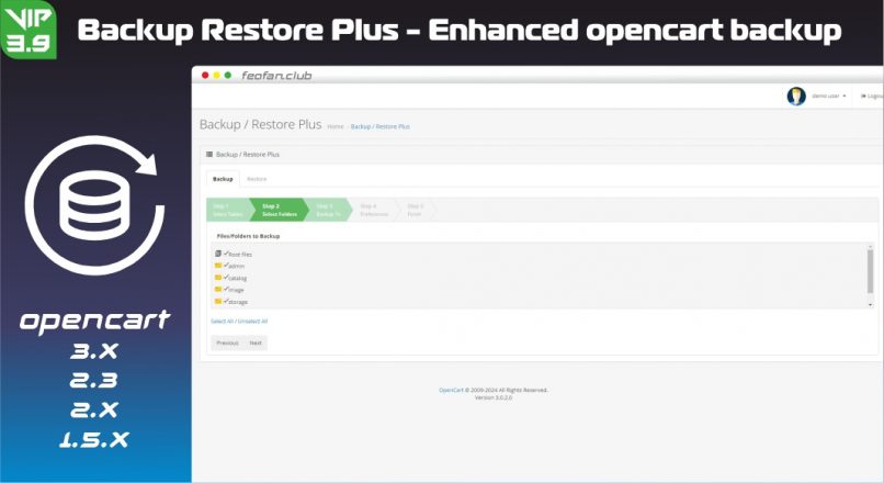 Backup Restore Plus — Enhanced opencart backup v3.9 VIP